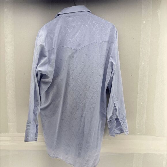 Vintage 1970’s Prior Imperial Westerns Men’s Blue LS Shirt Western 15 1/2 Medium - Picture 6 of 6